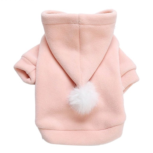 Fleece Basic Dog Hoodie with Pompom - Picture 2 of 4